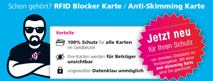 RFID Blocker / NFC Blocker / Schutzkarte: Schützt Ihre Kreditkarten vor digitalem Datenklau im Vorübergehen