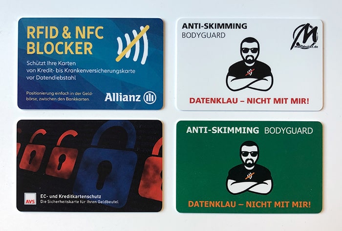 RFID Blocker / NFC Blocker / Schutzkarte: Gestalten Sie Ihre RFID Blocker Karten mit Ihrem Wunschmotiv, mit oder ohne Personalisierung für aufmerksamkeitsstarken Schutz im Geldbeutel.