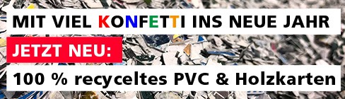 "Grünes Plastik" ohne Mikroplastik: 100 % recyceltes PVC & Holzkarten ab sofort bei Manhillen in Rutesheim (Stuttgart)