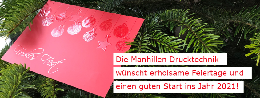 Making-of Weihnachtskarte 2020: Manhillen zeigt facettenreiche Druckveredelung in unserer Digitaldruckerei in Rutesheim (nahe Stuttgart)